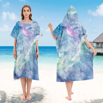 Лятна наметало плажна хавлия на плажа хавлия за обличане на костюм за сърф кърпи за баня с качулка с принтом