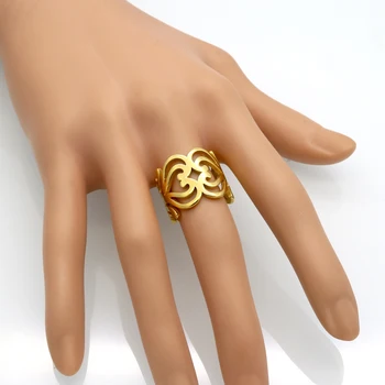 Марка Anillos Неръждаема стомана Златист цвят, Любовен възел, Кух пръстен във формата на сърце, Юбилейна пръстен с обещанието За жени, Мода декорация, подарък