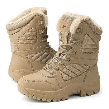 Маркови зимни мъжки обувки, плюшени топли зимни обувки, улични модни армейските обувки, dr. обувки, непромокаеми кожени мъжки туристически обувки