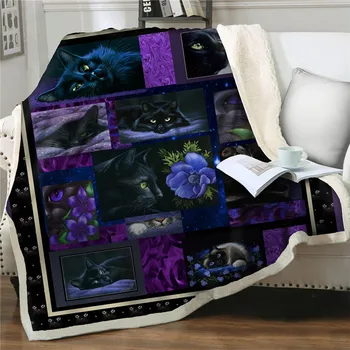 Меки, топли, удобни, дебели одеяла Dream flower, одеало с черна котка, чаршаф, Покривка, домашен текстил, утяжеленное одеяло