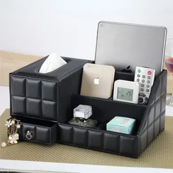 Многофункционален настолен органайзер с Кожена ПУ Ретро кутия за съхранение на офис масата Класически Черен молив Притежателя на Кутии за събиране на канцеларски материали