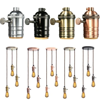 Многоцветен Ретро Реколта промишлена лампа, Алуминий патронник за електрическата крушка, Античен Лампа E27, Аксесоари за метални полилеи