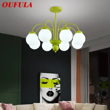 Модерен полилей OUFULA LED Окачен лампа от зелено стъкло Креативен дизайн за дома Хол спалня