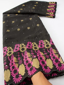 Модни бродерия Kalume Африканска суха лейси плат Нигерийски памук Lafaya Конфедерация на завесата Завързана материал с камъни за рокли F3641