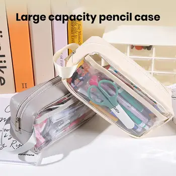 Молив случай за писалки Прозрачен Просторен молив случай за Моливи Прозрачна чанта с цип за Канцеларски Материали с Видима Дизайн Прозрачен молив случай за Моливи