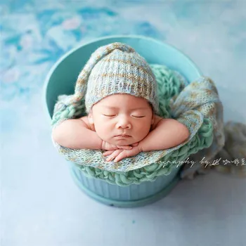 Мохеровая шапка за новородено, Красива шапка за малки момичета, реквизит за снимки, Вязаная на една кука мохеровая шапка за новородени момичета, реквизит за снимки