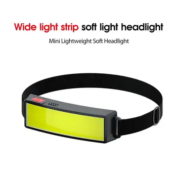 Мощен led фар COB Мини-работен фенер COB Headlamp USB-кабел за зареждане на главоболие фенерче за риболов, къмпинг, главоболие фенер Предната led корона