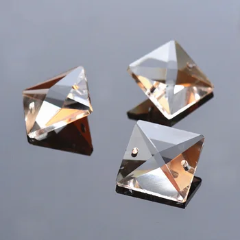 мъниста квадратна форма от кристал призми с диаметър 14 мм-30 мм по 2 дупки за захващане на домашно завеси и полилей