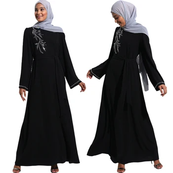 Мюсюлманска Абайя в етнически стил, рокля на Emilio Абая, Монофонични Свободен халат casual, женски мюсюлмански рокля с диаманти за Близкия Изток и Арабия