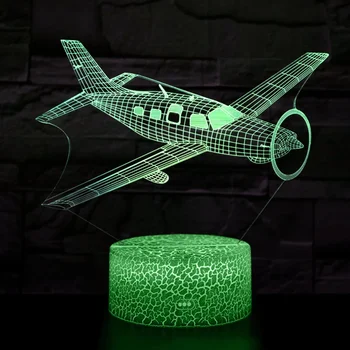 Навити Самолет лека нощ LED 3D Илюзия Настолна лампа Спалня 7 Цвята Украса Самолет Подаръци за мъже, Деца, Момчета Тийнейджъри