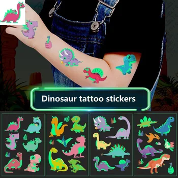 Нови детски мультяшные светещи стикери с татуировки във формата на животни, боди арт, фалшиви татуировки за ръце, детски стикери с татуировки, водоустойчив фалшиви