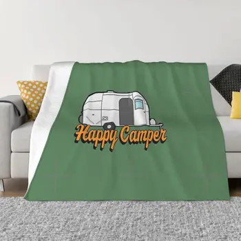 Одеало Happy Camper, постилка за легло, разтегателен диван Естетичен