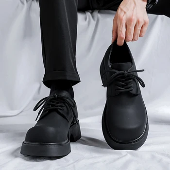 Оригинален дизайн, класически бизнес ежедневни мъжки обувки от естествена кожа, дантела, мъжки ежедневни обувки, които растежа, луксозна