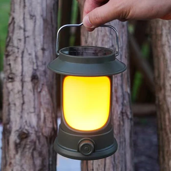 Открит Преносим Led Слънчев лампа за къмпинг, Окачена лампа за палатка с висока яркост За градина, двор, двор, декор на дърво, интерфейс TYPE-C