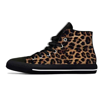Пантера с леопардовым принтом, модни и ежедневни тъканта, обувки с висок берцем, удобни дишащи мъжки и дамски маратонки с 3D-принтом