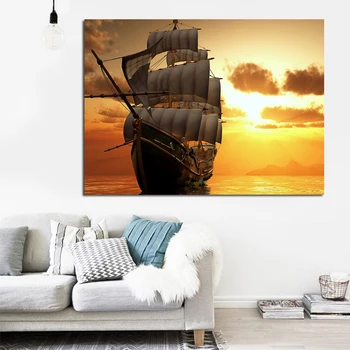 Плаване с лодка голям размер, модерните стенни картини за всекидневната, плавателни съдове, Морски пейзаж, HD Картина върху платно, Плакат за домашен декор