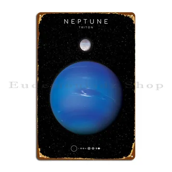 Планетата Нептун Метален Знак Ржавая Рисувани Стенен Декор Обичай Плакат с Името на Тенекиен Гараж