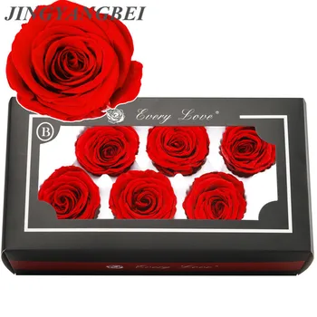 подарък кутия с запазена глава рози 5-6 см на Ден, Свети Валентин, Декорация на дома от запазените цветове със собствените си ръце, 2023 г.