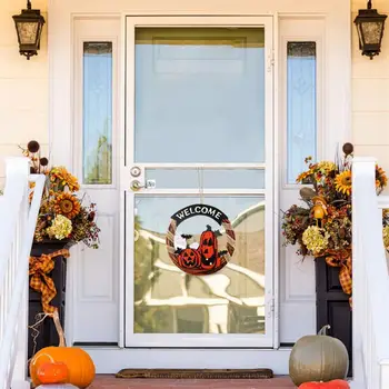 Подвешивание Венец на вратата е Приложимо за празниците Изключителна изработка Здрава Тънка работа посрещат с пощенска картичка за Хелоуин