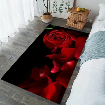 Подложка за пода CLOOCL с червена роза, модерни килими с 3D принтом под формата на цветни венчелистчета за всекидневна, кухненски мат Alfombra, директна доставка
