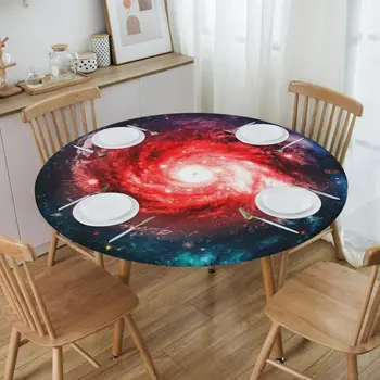 Покривката Rosette Мъглявина Кръгла Еластична, приталенная, маслостойкая, Galaxy Cosmos, Космическа покривка за кухни