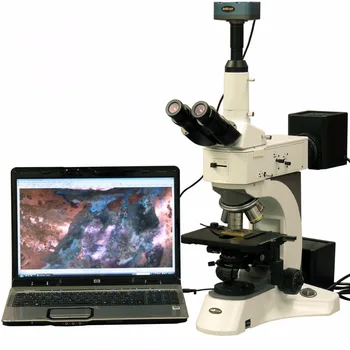 Поляризиращ желязо и стомана микроскоп-AmScope доставя 50X-1000X поляризиращ желязо и стомана микроскоп с тъмно поле + 9-мегапикселова камера