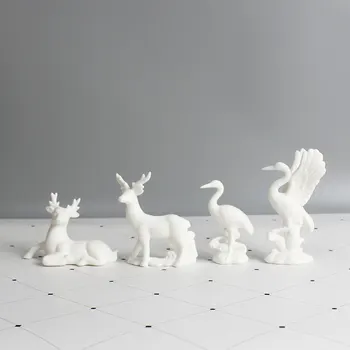 Порцеланови фигурки журавля от бял нефрит, Керамично украса на масата, мазнини, Агнешко, Нефритови елен, украса за дома, занаяти