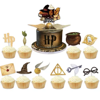 Празнична Парти Harries Тематични Торта Хартиена Чиния Magic Academy Potters Златен Снитч части За Тортата за рождения Ден На Аксесоари За Декорация парти