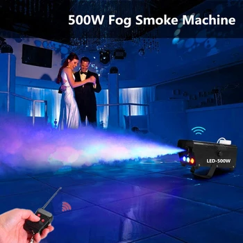Противотуманная машина с мощност 500 W led RGB, безжично дистанционно управление за сватба/парти/клуб/DJ Панорамен ефект Led противотуманный уред