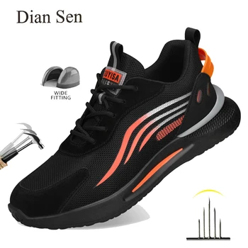Работна обувки със стоманени пръсти от окото Diansen, Леки, дишащи маратонки Man, Неразрушаемые защитни промишлени ботуши със защита от пробиви 38-44