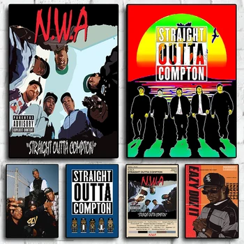 Рапърът NWA в стил хип-хоп Straight Outta Compton, е популярен музикален албум, плакат, картина върху платно, Стенни рисунки, декорация за дома, подарък