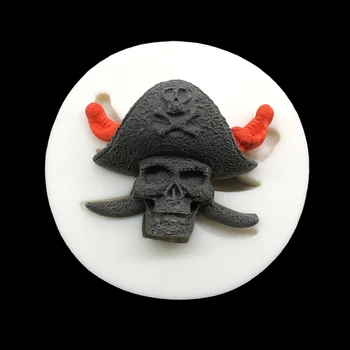 Скелет Пират На Хелоуин Силиконова Форма За печене Шоколадови Кексчета Sugarcraft, Инструменти за украса на торти Помадных