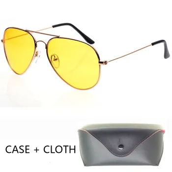 Слънчеви очила за нощно виждане Pilot, Мъжки и женски очила, Слънчеви очила от сплав UV400 за жени, мъжки слънчеви очила за нощно шофиране на водача с калъф