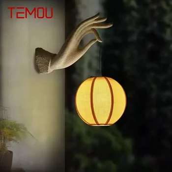 Стенен лампа в китайски стил TEMOU, Арт-Бергамот, Лотос, монтиран на стената лампа в коридора, Чайна, Стена, Декоративни светлини в двора