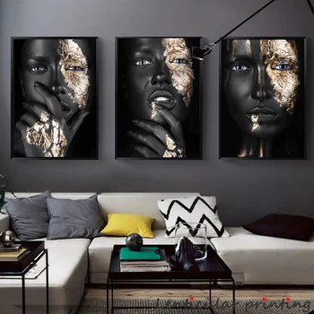 Стенно Изкуство с Плакат на Африканската Сексуална Момичета, маслени Бои Жена От Черното Злато, Щампи Върху платно, Скандинавски Стенни Картина, Скандинавски Декор на стая