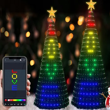 Супер RGB 7-крак plug-in направи си САМ Smart Christmas Tree Light, управляван приложение, led анимирани светлинно шоу, Коледна елха, венец, с дистанционно управление
