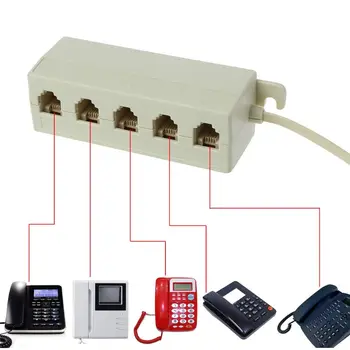 Телефонен сплитер RJ11 6P4C от щепсела до 5-лентов контакт 6P4C Модулен сплитер D5QC