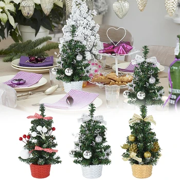 Украса на масата под формата на елхи 20 см, изкуствени пластмасови малки Коледни елхи, Коледни Коледна украса за дома на работния плот