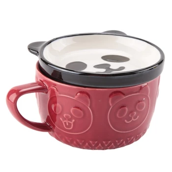 Японската Скъпа чаша Креативна керамична чашата за Кафе с пандой Shiba Ин с капак, Чаша за закуска с мляко за домашна отношение Чаша за вода